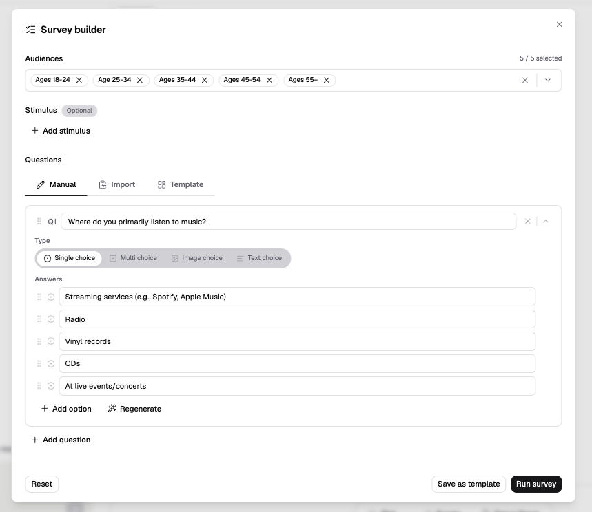 Setting up a survey with multiple audiences