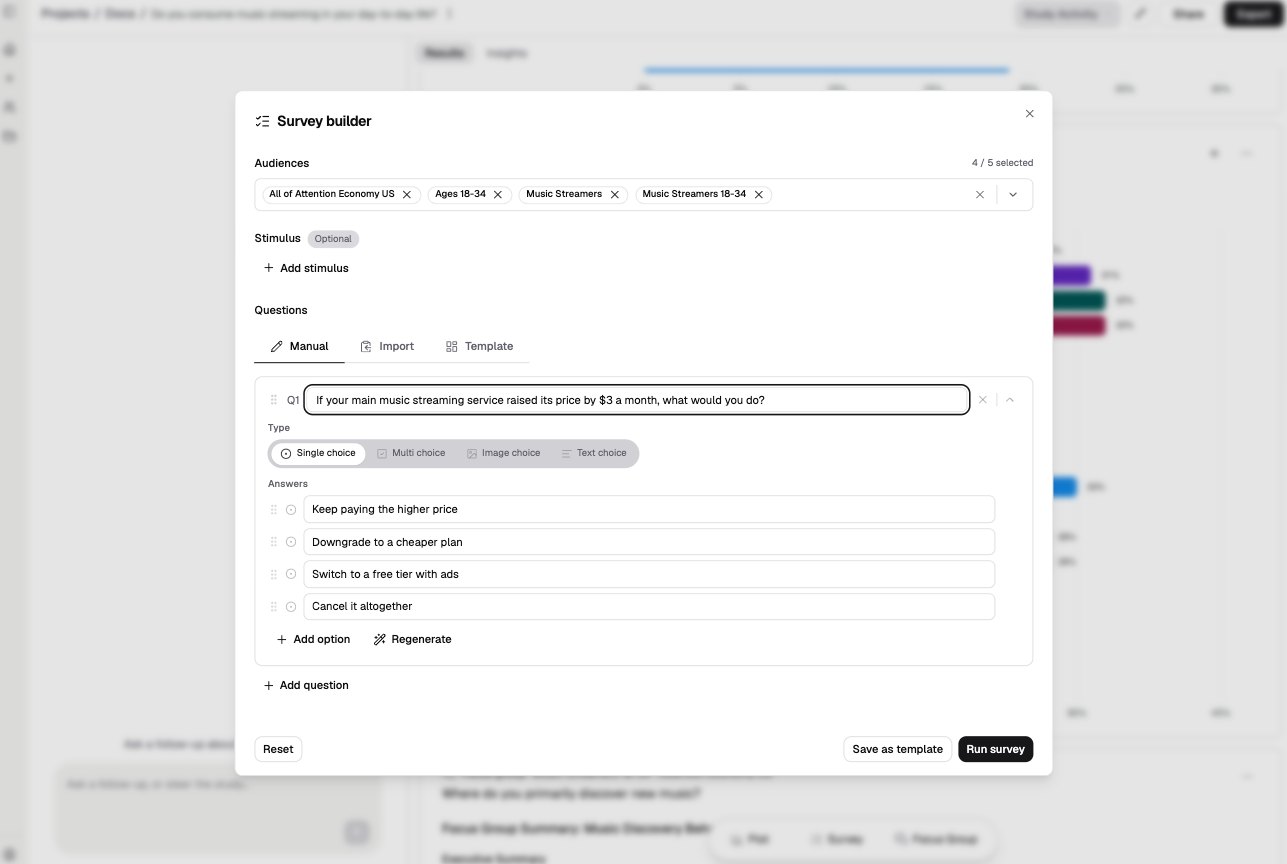 An expanded question showing the type selector and its answer options